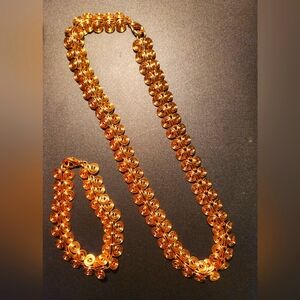 Women's Matching Gold Link Chain/Necklace & Bracelet Set